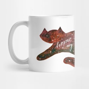 Watercolor galaxy cat - orange Mug